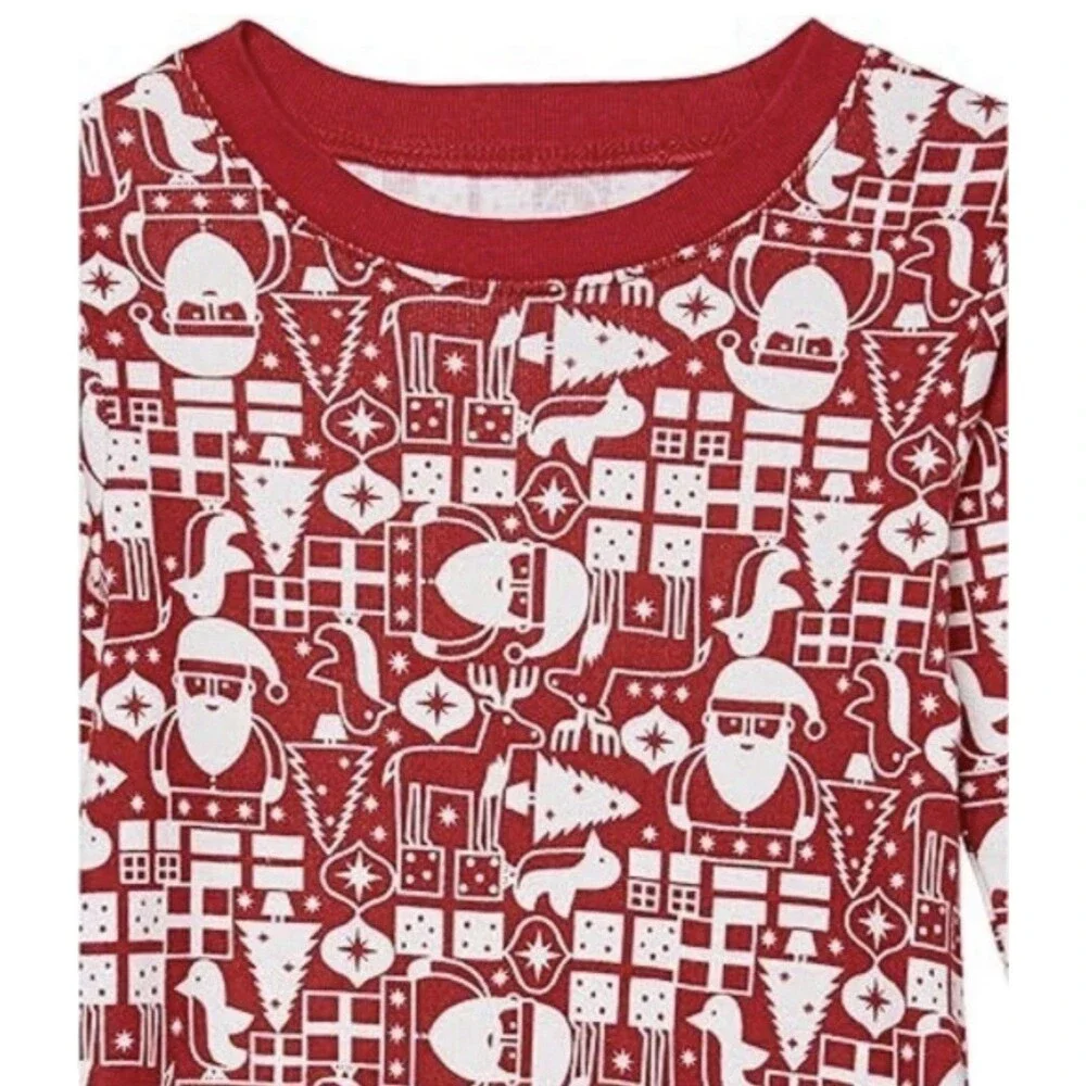 Amazon Essentials 6/7 Unisex Christmas/Santa Pjs 100% Cotton Red/White